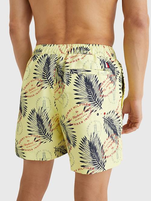 Yellow Tommy Hilfiger Drawstring Mid Length Shorts Men's Swimwear | TH164LYR