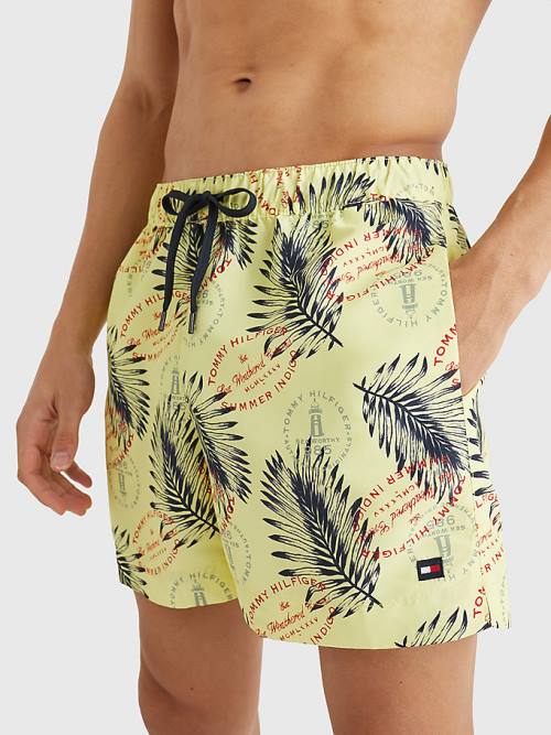 Yellow Tommy Hilfiger Drawstring Mid Length Shorts Men\'s Swimwear | TH164LYR