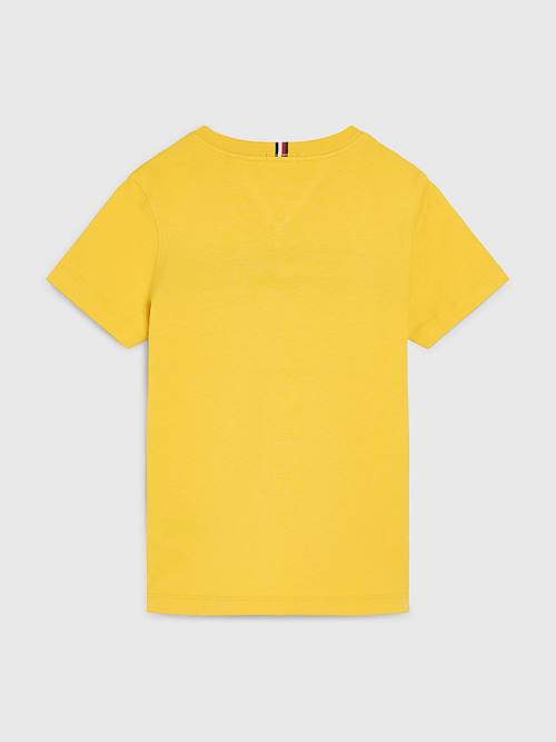 Yellow Tommy Hilfiger Flag Rib Insert Boys' T Shirts | TH867HJP