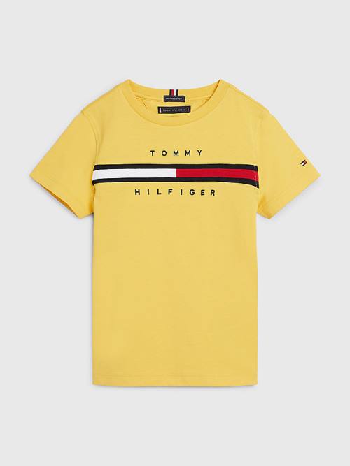 Yellow Tommy Hilfiger Flag Rib Insert Boys\' T Shirts | TH867HJP