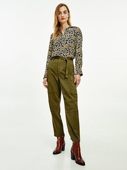 Yellow Tommy Hilfiger Floral Viscose Crepe Relaxed Fit Women's Blouse | TH150NLJ