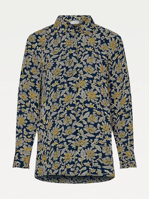 Yellow Tommy Hilfiger Floral Viscose Crepe Relaxed Fit Women's Blouse | TH150NLJ