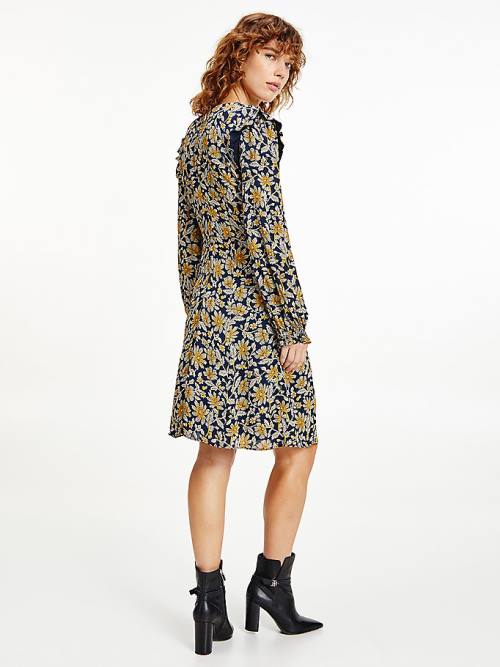 Yellow Tommy Hilfiger Floral Viscose Crepe Women's Dress | TH927HWX