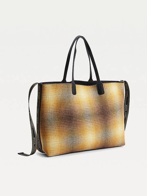 Yellow Tommy Hilfiger Iconic Shadow Check Tote Women's Bags | TH125JIO