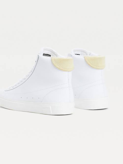 Yellow Tommy Hilfiger Leather High-Top Women's Sneakers | TH730FGR