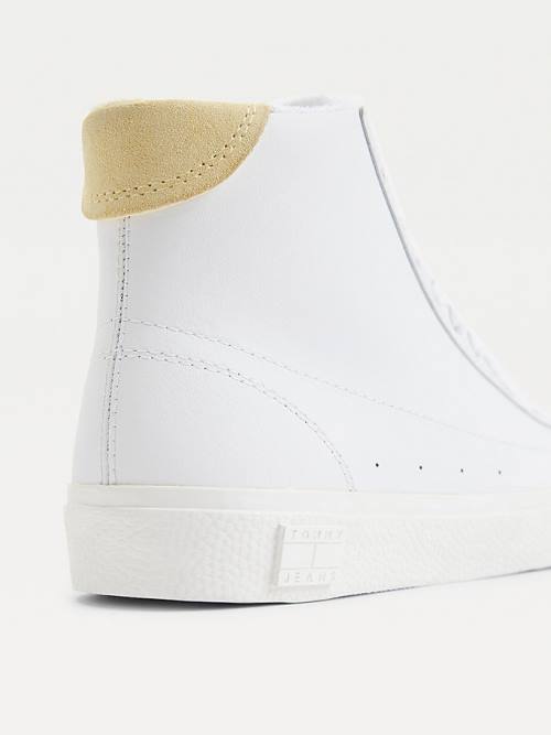 Yellow Tommy Hilfiger Leather High-Top Women's Sneakers | TH730FGR