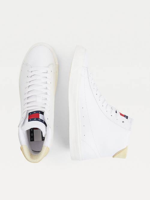 Yellow Tommy Hilfiger Leather High-Top Women's Sneakers | TH730FGR