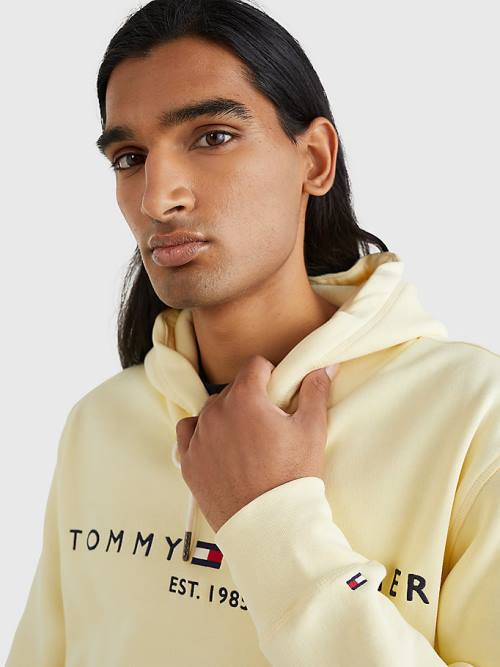 Yellow Tommy Hilfiger Logo Men's Hoodie | TH280EDN