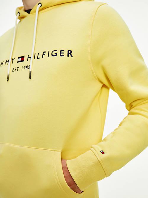 Yellow Tommy Hilfiger Logo Men's Hoodie | TH298VMT