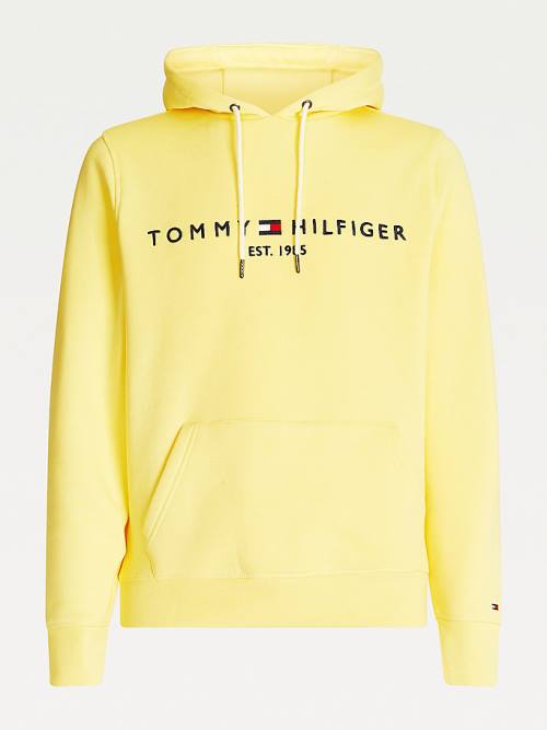 Yellow Tommy Hilfiger Logo Men's Hoodie | TH298VMT