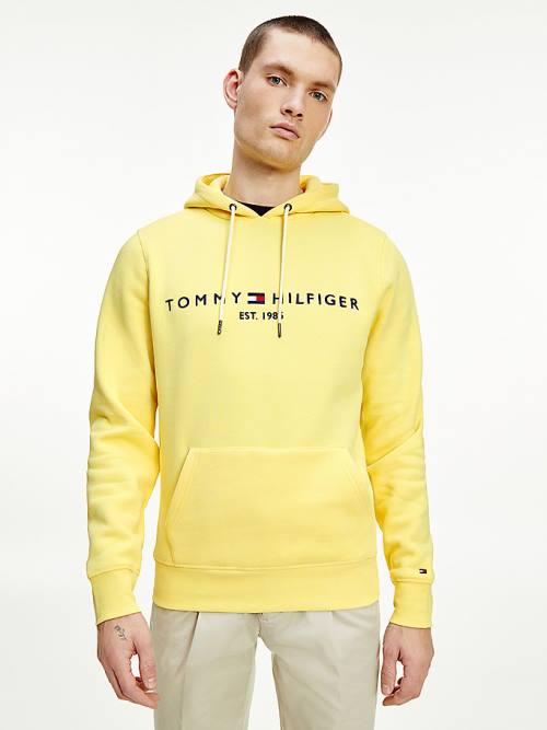 Yellow Tommy Hilfiger Logo Men\'s Hoodie | TH298VMT