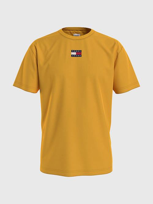 Yellow Tommy Hilfiger Organic Cotton Badge Men\'s T Shirts | TH360UBD