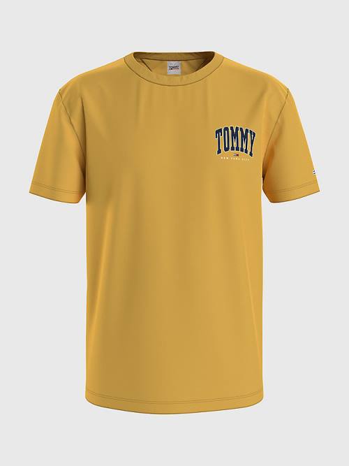 Yellow Tommy Hilfiger Organic Cotton College Graphic Men\'s T Shirts | TH973UIR