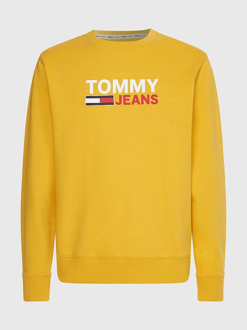 Yellow Tommy Hilfiger Organic Cotton Logo Men's Sweatshirts | TH823RPJ