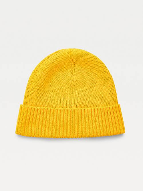 Yellow Tommy Hilfiger Pima Cotton Cashmere Cuffed Beanie Men's Hats | TH817TQD