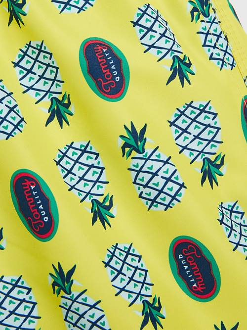 Yellow Tommy Hilfiger Pineapple Print Mid Length Shorts Boys' Swimwear | TH409IBO