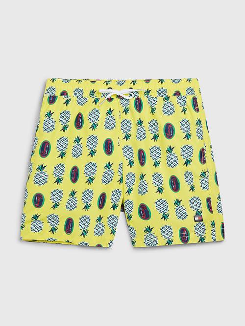 Yellow Tommy Hilfiger Pineapple Print Mid Length Shorts Boys\' Swimwear | TH409IBO