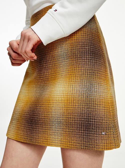 Yellow Tommy Hilfiger Shadow Check Mini Women's Skirts | TH637VHW