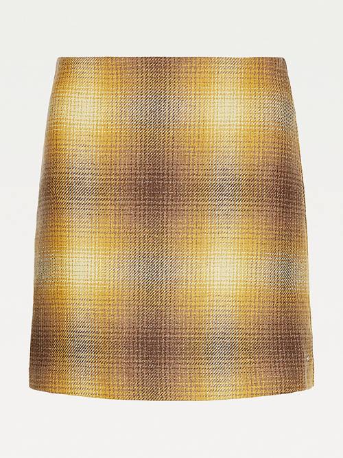 Yellow Tommy Hilfiger Shadow Check Mini Women's Skirts | TH637VHW