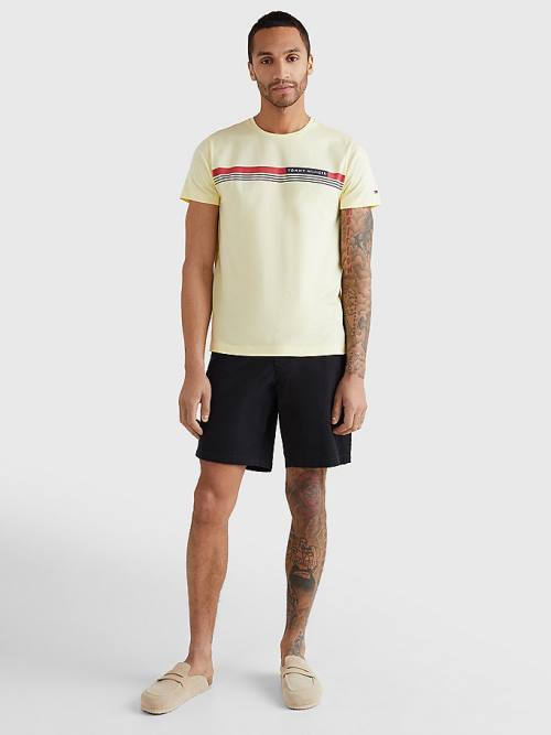 Yellow Tommy Hilfiger Signature Tape Men's T Shirts | TH819RWQ