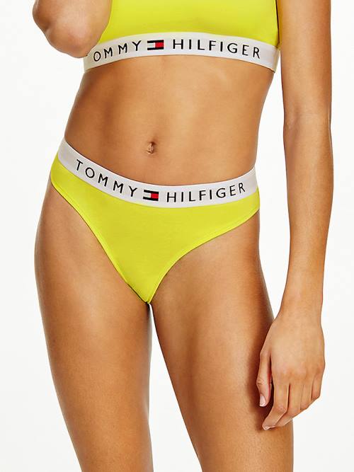 Yellow Tommy Hilfiger Stretch Cotton Thong Women\'s Underwear | TH914EBR