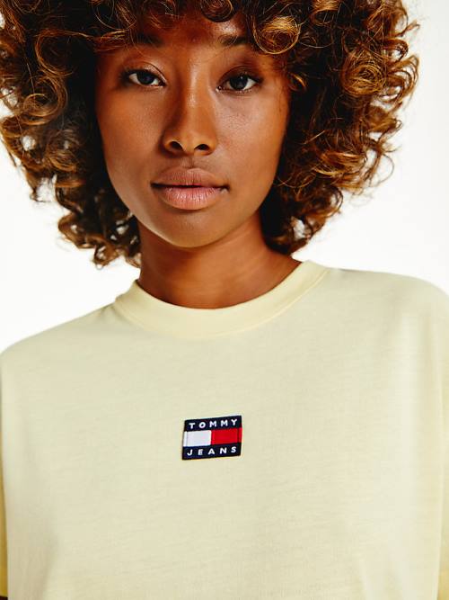 Yellow Tommy Hilfiger Tommy Badge Crew Neck Women's T Shirts | TH642CHK