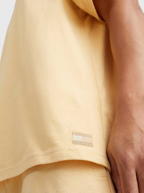 Yellow Tommy Hilfiger Tonal Logo Men's T Shirts | TH246MEH