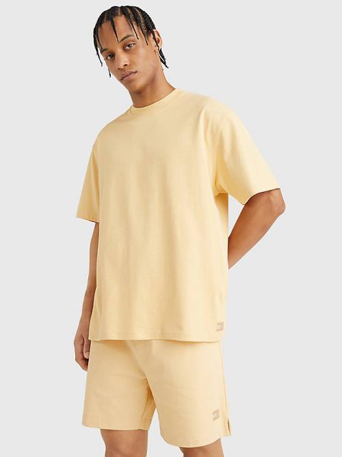 Yellow Tommy Hilfiger Tonal Logo Men\'s T Shirts | TH246MEH