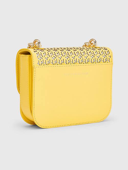 Yellow Tommy Hilfiger Turn Lock Monogram Mini Crossover Women's Bags | TH694ZKQ