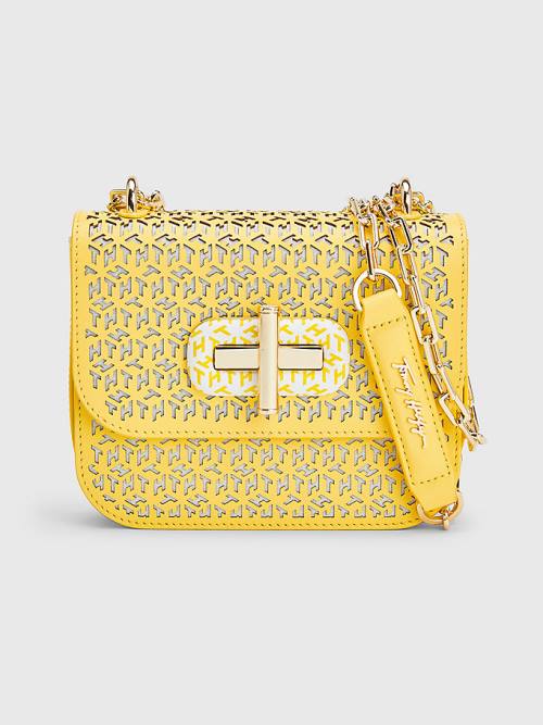 Yellow Tommy Hilfiger Turn Lock Monogram Mini Crossover Women\'s Bags | TH694ZKQ